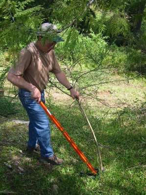 The Extractigator clamps around the base of the plant you wish to pull The Extractigator works great at removing Alder Trees